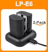 ENEGON LP-E6 USB C Direct Charging Replacement Battery 2000mAh (2-Pack) with 2 in 1 USB-C Chargin...