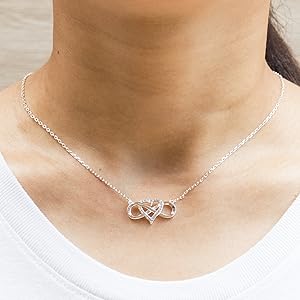 Silver Plated Infinity Heart Necklace Created with Zircondia Crystals