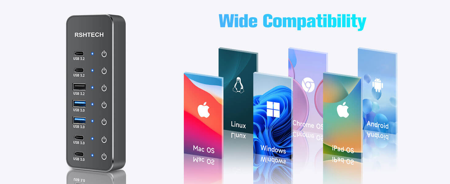 RSHTECH Powered USB Hub