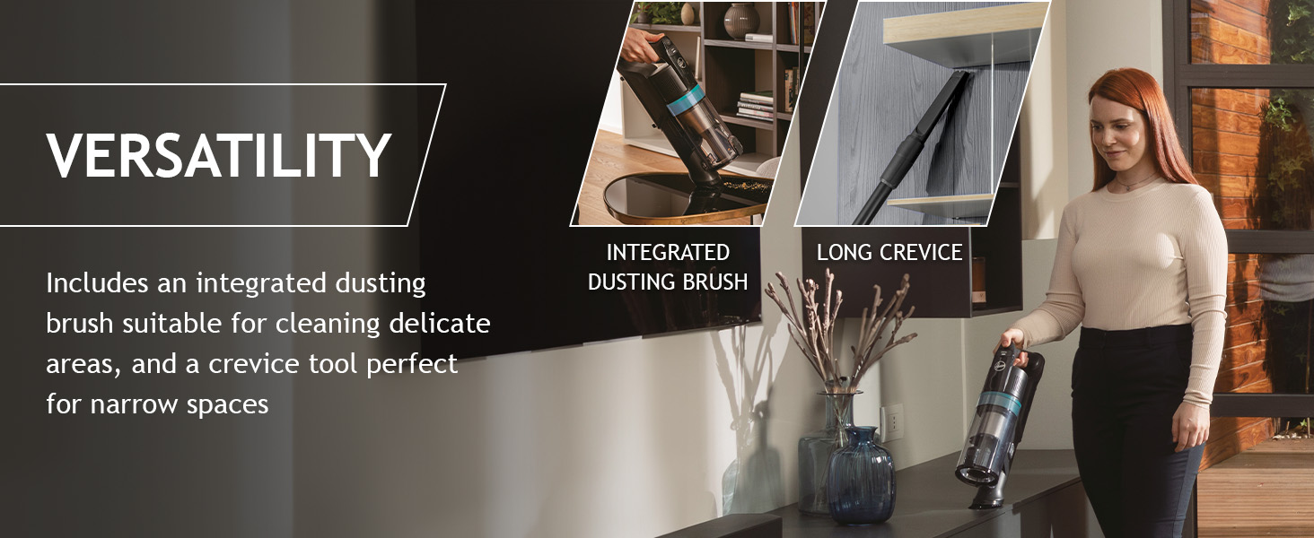 hoover vacuum cordless stick cleaner integrated dusting brush crevice tool for narrow spaces dirt