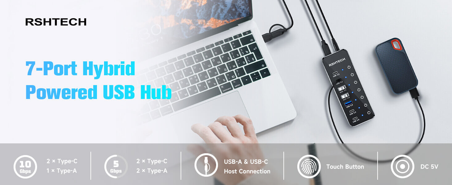 RSHTECH USB C HUB POWERED