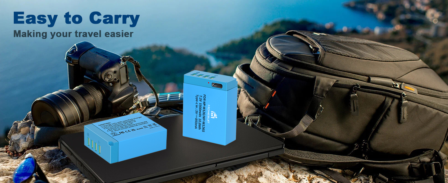 Batteria Homesuit NP-W126 1500mAh Con Ricarica USB-C 2-in-1 Per Fujifilm XT30II/X100VI/X-T3 E Altri (Confezione Da 2)