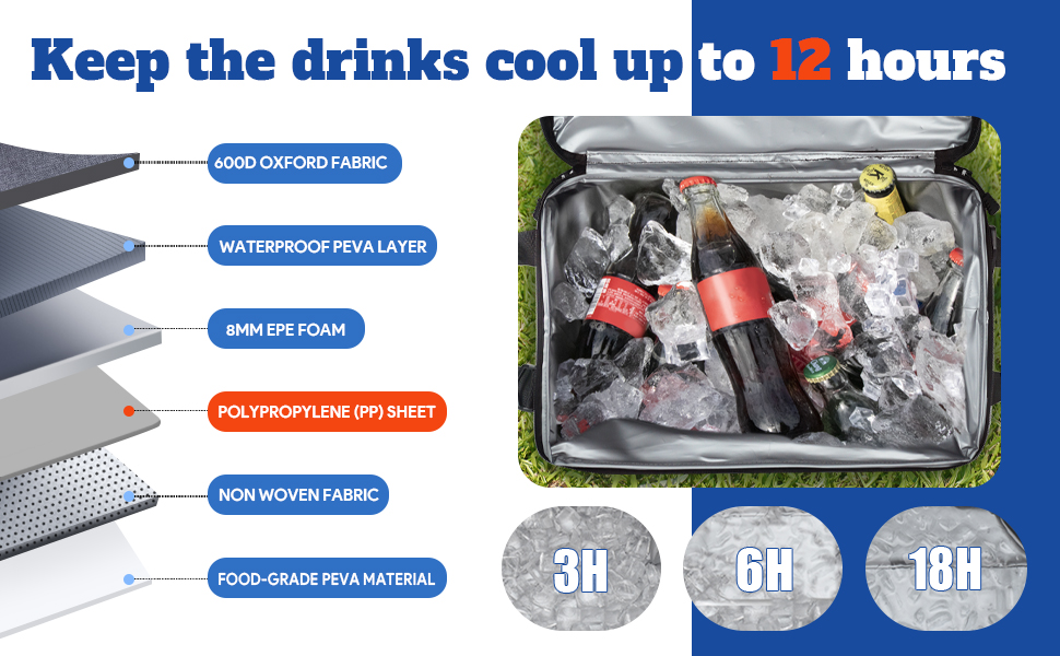 cooler bag cool bag cool box large cool bag 40L with hard shell 70 cans Insulated collapsible