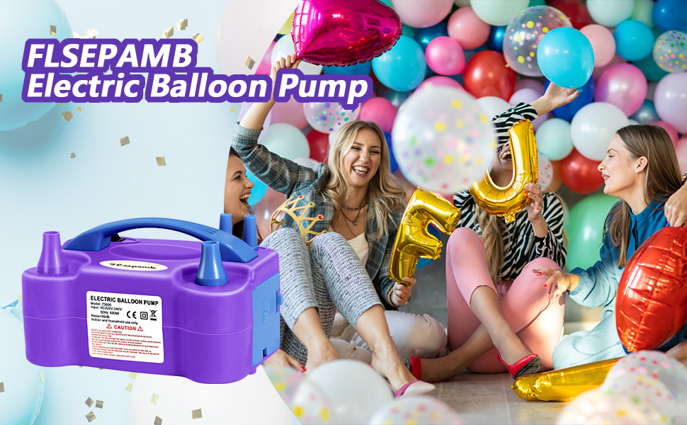 Electric Balloon Pump, Portable Dual Nozzle Balloon Inflator Pump with 2 Modes