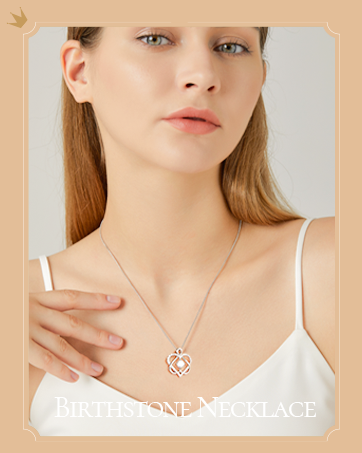 Praelinos Guard Love Heart Birthstone Necklaces for Women White Gold Plated Pendant 5A Cubic Zirc...