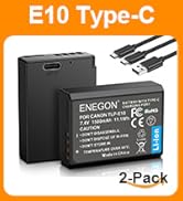 ENEGON Replacement Battery (2-Pack) and Rapid Dual Charger for Canon LP-E10 and Canon EOS Rebel T...