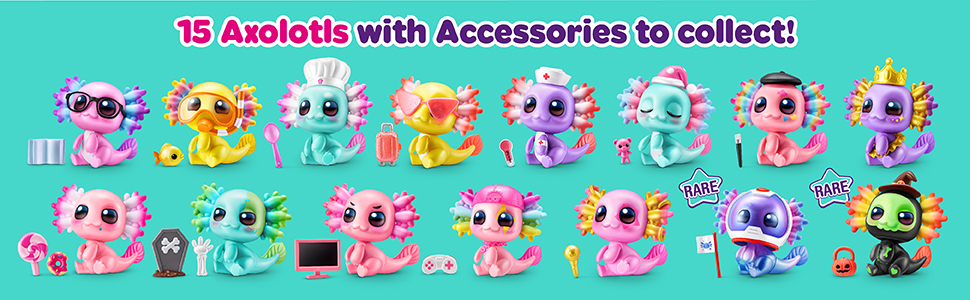 5 SURPRISE A-Lot-A Axolotols, (2 Capsules)