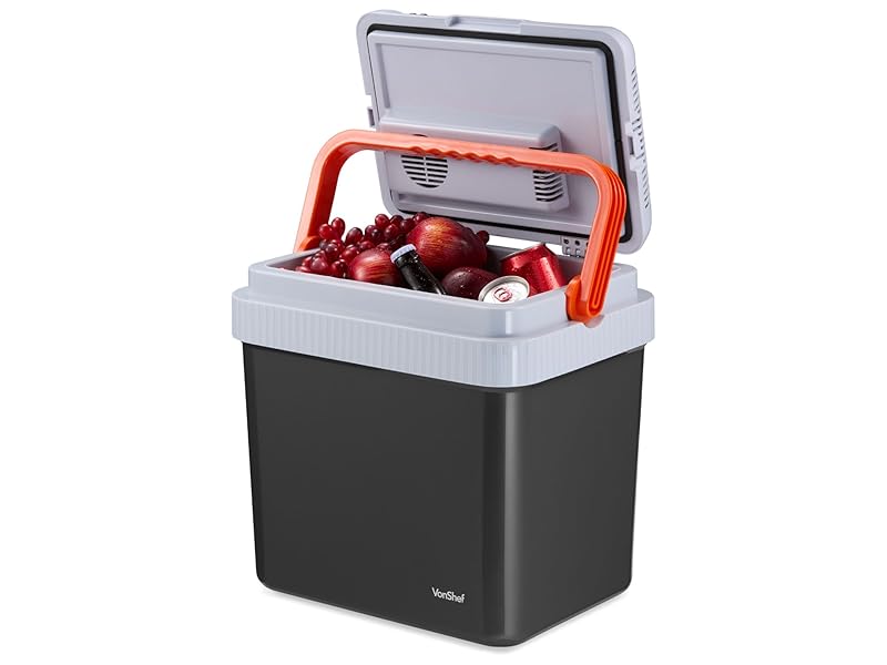 Cooler box with lid propped up using handle and latch