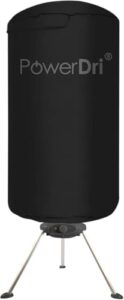PowerDri Portable Fast Drying Electric Clothes Dryer Heated Indoor Home Dorms Buddy Hot Air Airer Machine (Black)            [Energy Class A+++]