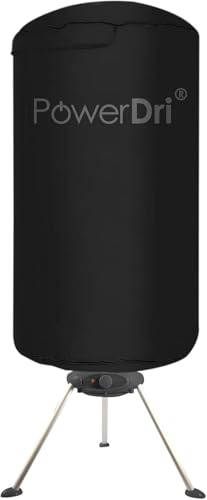 PowerDri Portable Fast Drying Electric Clothes Dryer Heated Indoor Home Dorms Buddy Hot Air Airer Machine (Black)            [Energy Class A+++]