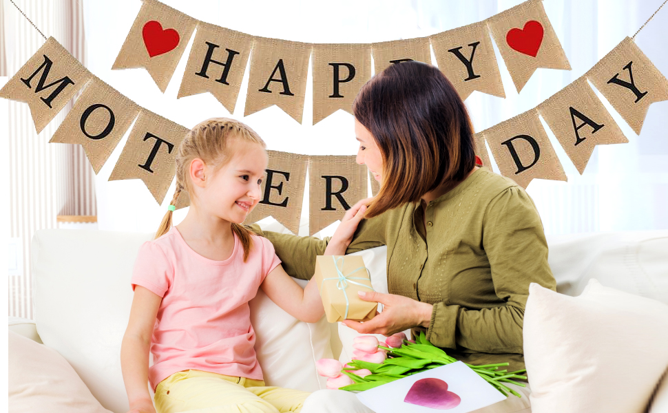 Happy Mother's Day Burlap Flag