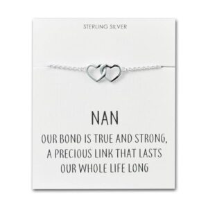 Philip Jones Sterling Silver Nan Quote Heart Link Bracele