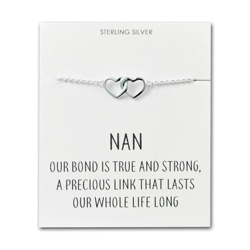 Philip Jones Sterling Silver Nan Quote Heart Link Bracele