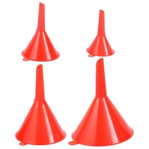 Funnels for Filling Bottles | 4X Red Automotive Oil Funnel Set - Engine Oil Funnel