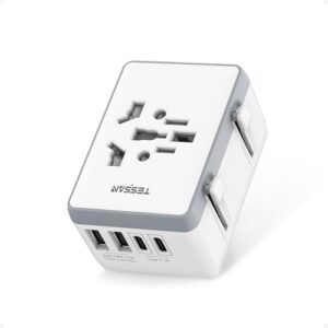 TESSAN Universal Travel Adapter with 2 USB C and 2 USB A