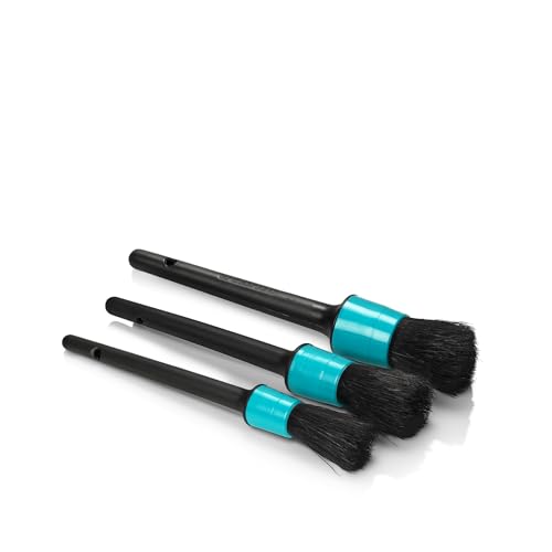 Auto Finesse Detailing Brush Trio - Set of 3 Scratchfree Pure Bristle Brushes for Car Detailing
