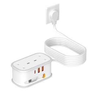 UK to US Plug Adapter with 1.5M Extension Cable