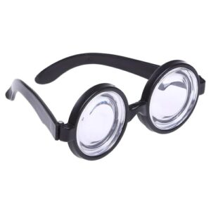 FUN FABLES Adult Nerd Glasses Costume Accessory – Thick Rimmed Round Novelty Spectacles for Fancy Dress
