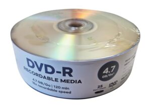 ACU-DISC Pro-Series DVD-R 4.7GB 16x Speed 120 Minutes Blank Discs AZO Dye UV Protection Hard Coat Anti-Scratch Surface – Perfect for Photos & Videos – Compatible with Any DVD Drive 17707 – 25 Pack