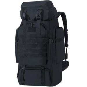 Nayubo 80L Hiking Backpack Camping Travel Daypack Waterproof Adjustable Extra Large Backpack Climbing Trekking Outdoor Sport Bag Molle Rucksack for Men Women (Black)