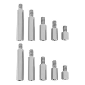 EMSea 10Pcs Single Head Stud Male-Female Hex Standoff Screws M6 10mm 15mm 20mm 30mm 40mm Stainless Steel PCB Standoffs Screws for Computer Circuit Board