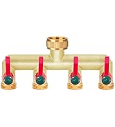 iBamso Heavy Duty Brass Tap Splitter, 3/4 Inch 3 Way Garden Hose Tap Splitter High Flow Outlet wi...