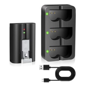 PoweLyt 1 Pack for Ring Battery 6040mAh Replacement Video Doorbell Battery and 3-Channel Charger Station Compatible with Video Doorbell 2/3/4/3 Plus