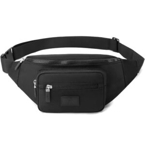 Bumbags for Ladies Bum Bag Fanny Pack Men Women Waist Pack Lightweight Adjustable for Running Walking Hiking Jogging (Black)