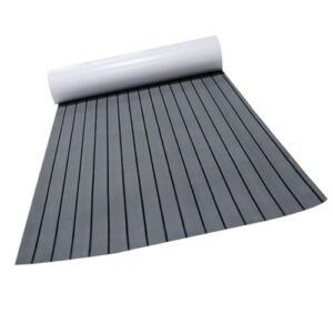 BESPORTBLE EVA Non Slip Cushion Floor Safety Mat for Yacht Deck Durable 240x90cm Ground Pad Dark Grey with Black Lines Ideal for Boat Flooring and Decking Solutions