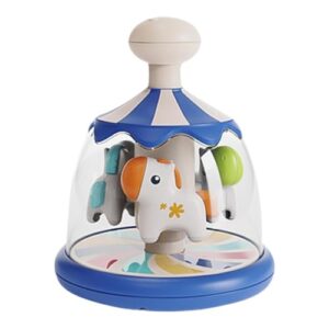 Press And Spin Toy - Interactive Press Spin Toy For Baby | Press Down Spinner Baby Toy | Activity Learn Cause Effect Carousel | Adorable Colorful Rotating Toy For 2-4 Year Old Kids