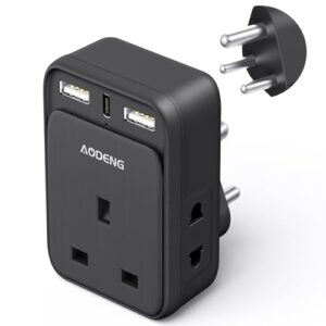 AODENG UK to India Plug Adapter