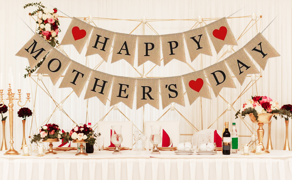 Happy Mother's Day Burlap Flag