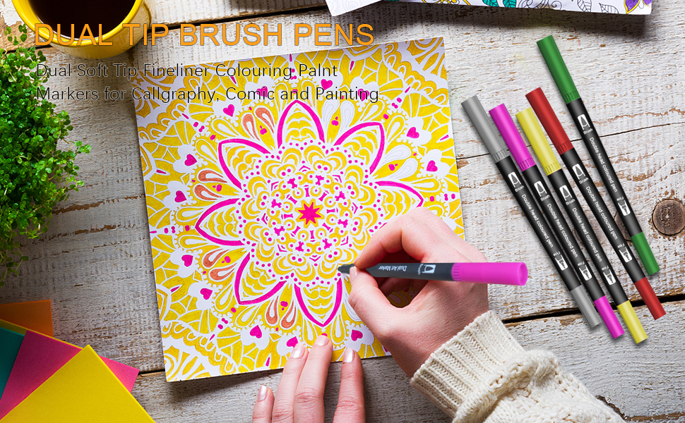36pcs Dual Tip Brush Pens