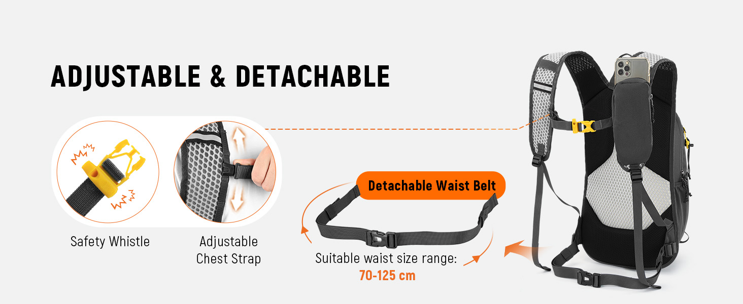 Adjustable and detachable waist & chest straps