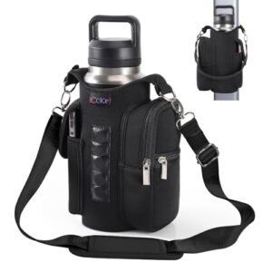 icolor Gym Magnetic Bag Water Bottle Carrier Holder with Strap & Phone Pockets