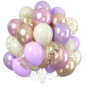 Paready Purple and Gold Balloons Set