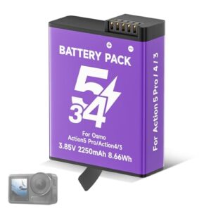 CITYORK 2250 mAh Replacement Battery for DJI Osmo Action 5 Pro/Osmo Action 4/ Action 3 Extreme Battery