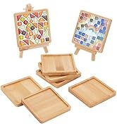WEBEEDY 8 Pcs Square Bamboo Coasters Drinking Cup Coaster Blank Base Trays for Mosaic Craft,Plant...
