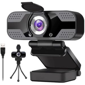 Webcam for PC with Microphone - 1080P FHD Webcam with Privacy Cover & Webcam Tripod Stand