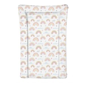 Deluxe Unisex Baby Waterproof Changing Mat with Raised Edges 46x73cm - Rainbows or Flowers (Rainbows)