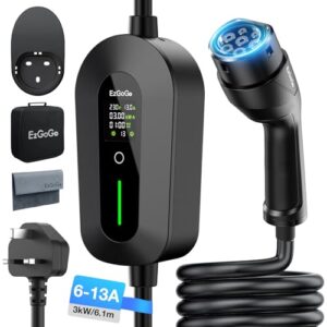 EzGoGo EV Charger Cable Type 2 to 3 Pin Plug 20Ft/6.1M Electric Car Charger 3kW