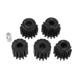 SG Store 5Pcs Mod 1 M1 Pinion Gear 5mm Bore Hardened Steel Motor Gear 13T 14T 15T 16T 17T with 5mm to 3.175mm Shaft Coupler for RC Car Brushed Brushless Moto