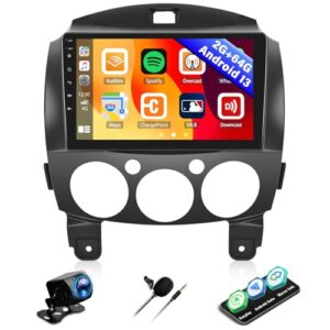 CAMECHO 2G+64G Android 13 Car Radio for Mazda 2 2007-2014 with Wireless Carplay Android Auto Mirrror Link