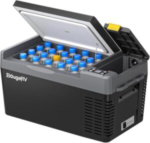 BougeRV CRPRO 20L Car Fridge 12V Compressor Fridge Freezer Portable Car Refrigerator Electric Cool Box 12/24V DC 110-240V AC for Camping Trip Picnic Outdoor Travel Campervan RV Boat Home