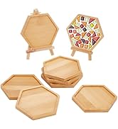 WEBEEDY 8 Pcs Heart Bamboo Coasters Drinking Cup Coaster DIY Blank Tray Fillable Mosaic Tray DIY ...