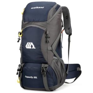 Ezmina 50L Hiking Backpack Waterproof Camping Backpack Hiking Daypack Travelling Backpack for Men and Women Large Rucksack for Climbing Travel Touring Skiing Trekking Outdoor Spo