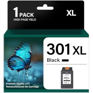 301 XL Black Ink Cartridges Remanufactured Replacement for HP 301XL 301 Ink Cartridge High Yield for HP301 Work with DeskJet 2540 2050 Envy 4500 5530 5532 OfficeJet 2620 2622 4630 Printer (1-Pack)