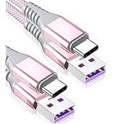 5A USB C Cable, [2M 2-Pack] Huawei Super Charge Type C 40w Fast Charging Charger Nylon Braided Co...