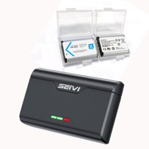 SEIV 1600mAh Replacement for Sony NP-BX1 Battery 2 Pack and 3-Slot Charger
