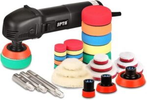 SPTA Mini Polishing Machine Buffer Rotary Polisher Auto Detailing Superpolish with 27Pcs Detail Polishing Pad Mix Size Kit Buffing Pad and 75mm